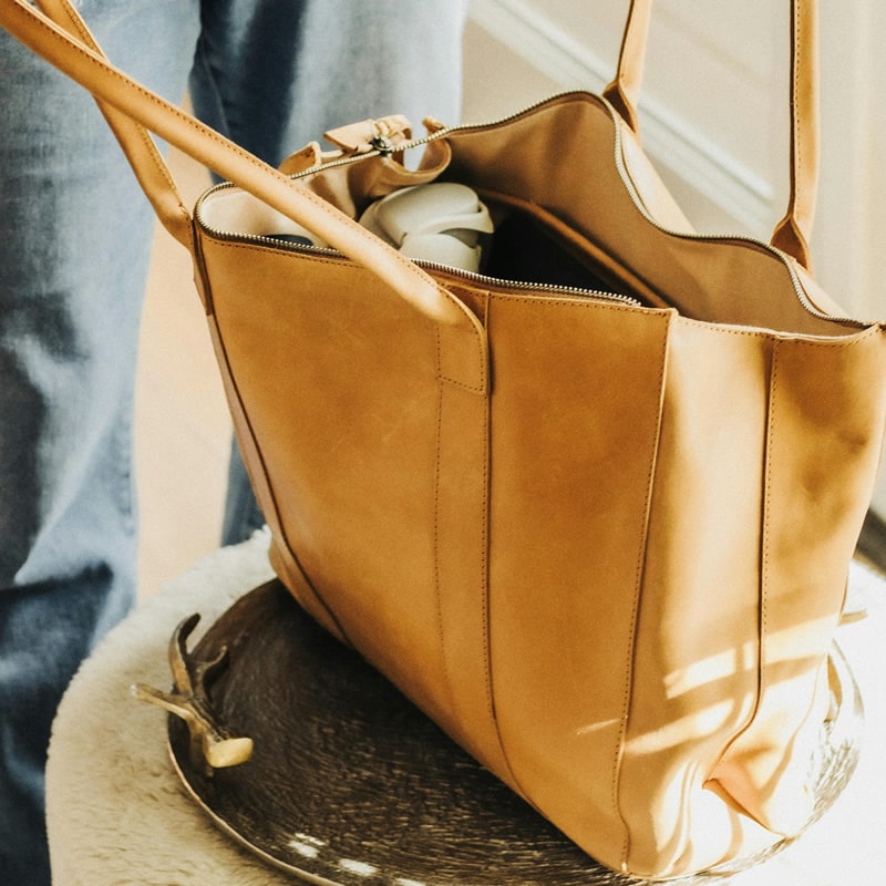 Borsa da donna monocolore in vera pelle